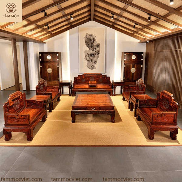 Bộ sofa gỗ trắc như ý cao cấp