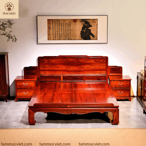 Giường ngủ gỗ trắc đỏ cao cấp
