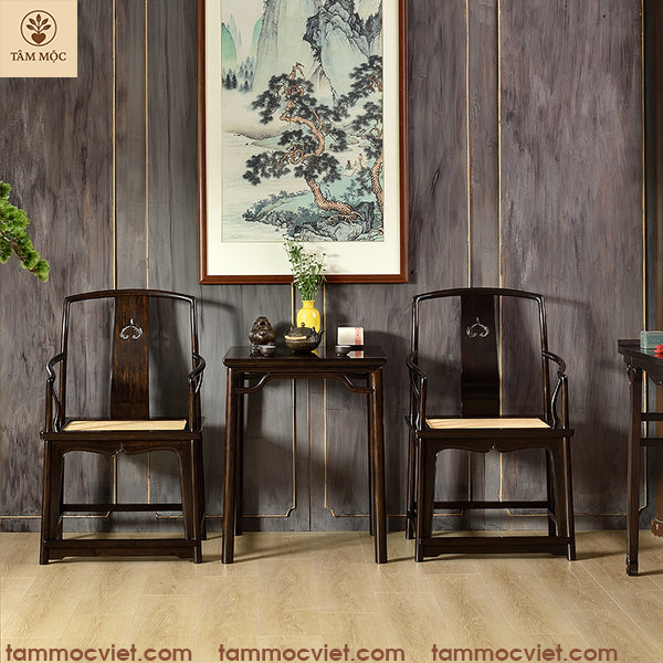 Ghế nam quan gỗ trắc mặt mây