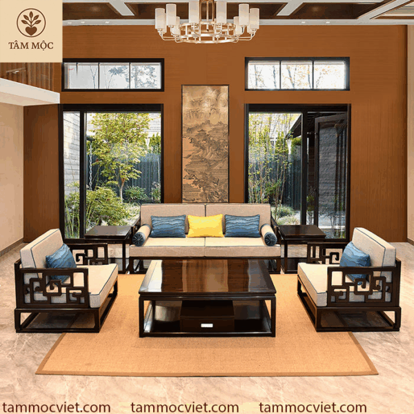 Sofa cao cấp triện vuông gỗ gụ