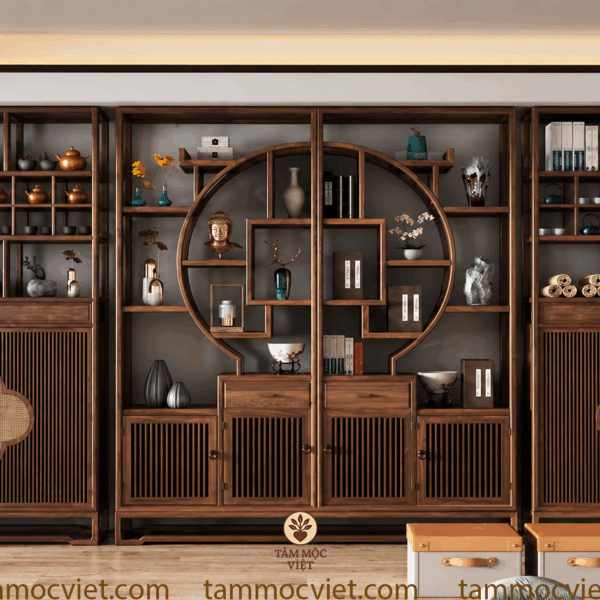 Hệ tủ bày đồ gỗ hương cao cấp