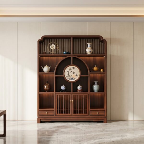 Tủ bày đồ decor cao cấp gỗ hương – Điểm nhấn tinh tế nâng tầm không gian sống