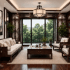 Nội thất phòng khách á đông đương đại 20-30m2